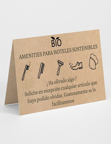 CARTEL CABAÑA BIO DE SOLICITUD DE AMENITIES